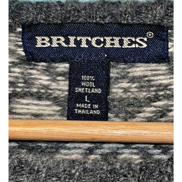 Britches Shetland Wool Sweater L Fair Isle Winter Knit Vintage 80s 90s - Picture 4 of 7